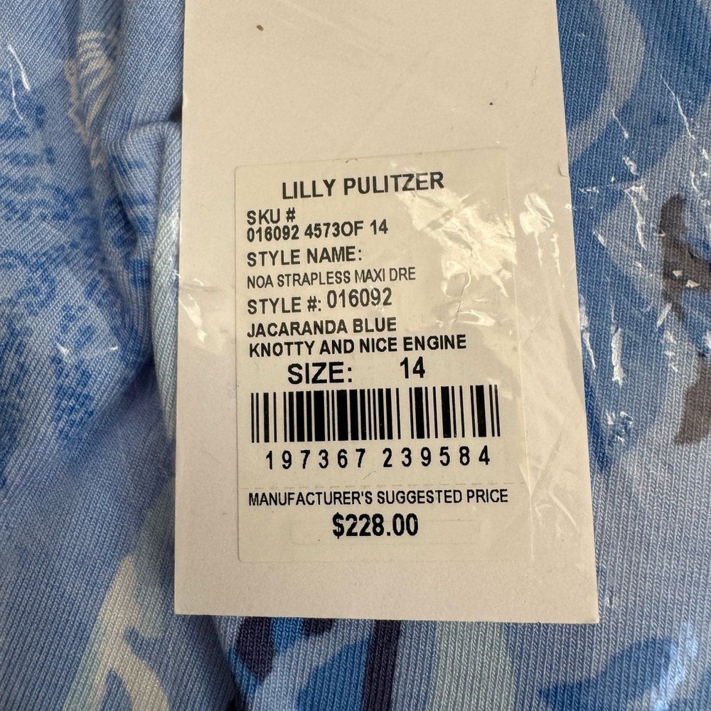 🆕 Lilly Pulitzer NOA STRAPLESS MAXI DRESS 👗“Jacaranda Blue” MSRP $228 NWT sz 14 - Picture 4 of 8
